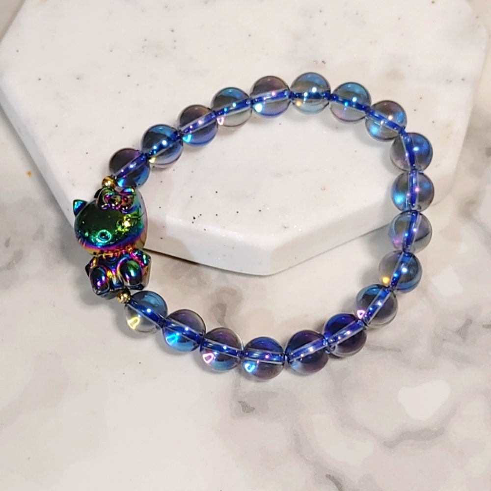 Hello Kitty Iridescent Blue Purple Beaded Bracelet